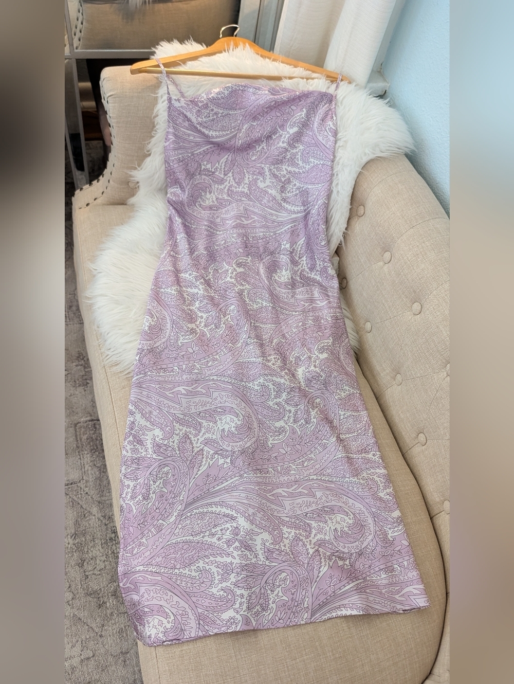 MOTF Satin  Paisley Print Midi Dress Woman's M - Picture 6 of 13